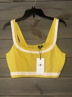 NWT 7 FOR ALL MANKIND Cropped Tank Top with White Trim